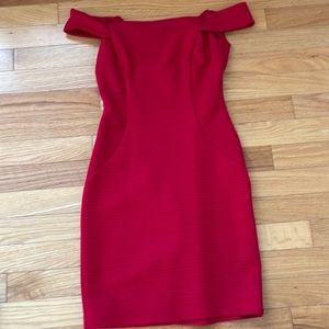 Macys red bodycon dress with off the shoulder sleeves size 0